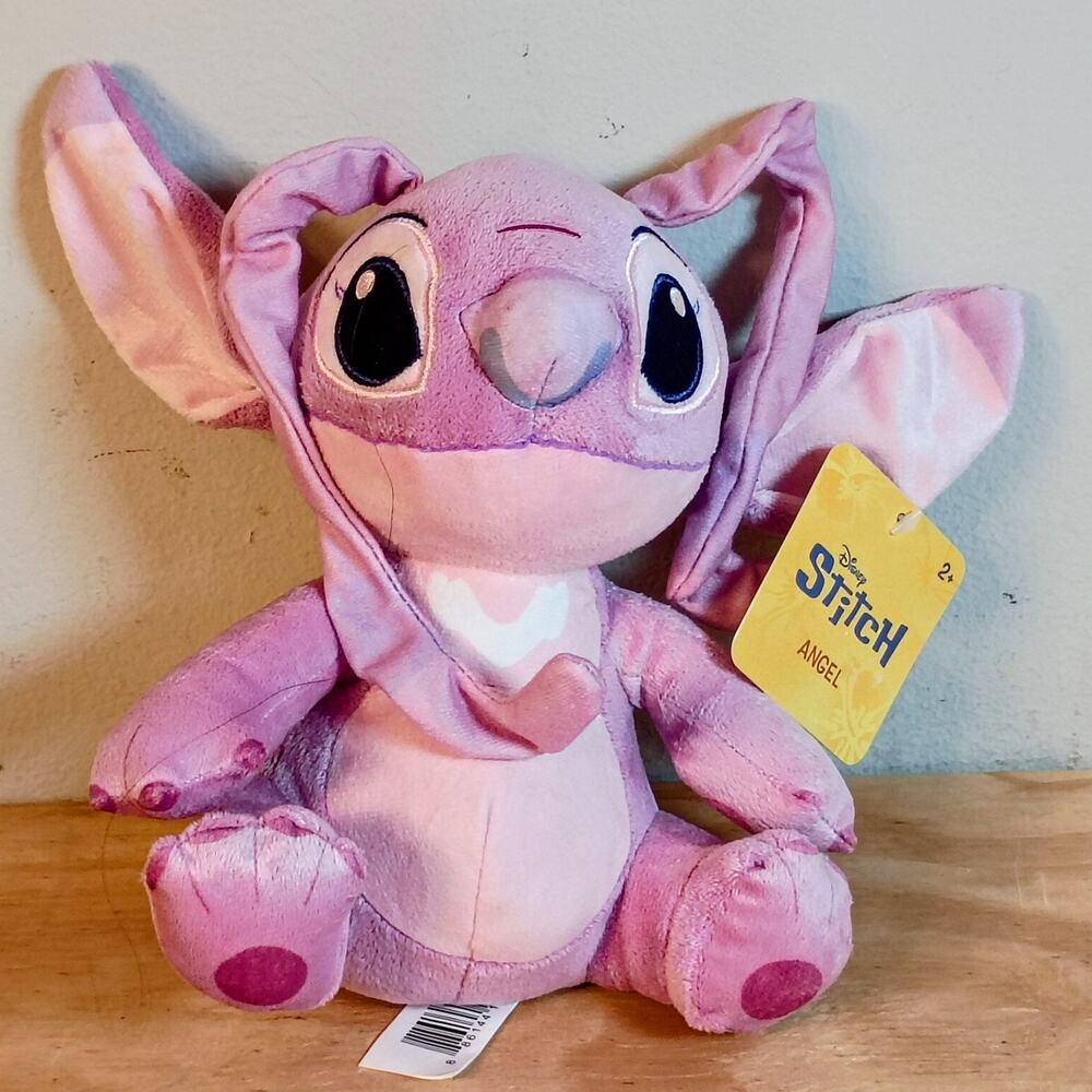 NWT Disney Stitch Angel Pink Plush Stuffed Animal Toy Just Play Heart Back